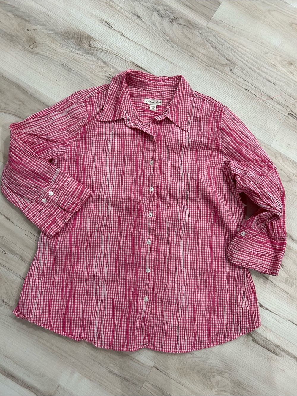 Coldwater Creek Pink Check Button-Down Shirt